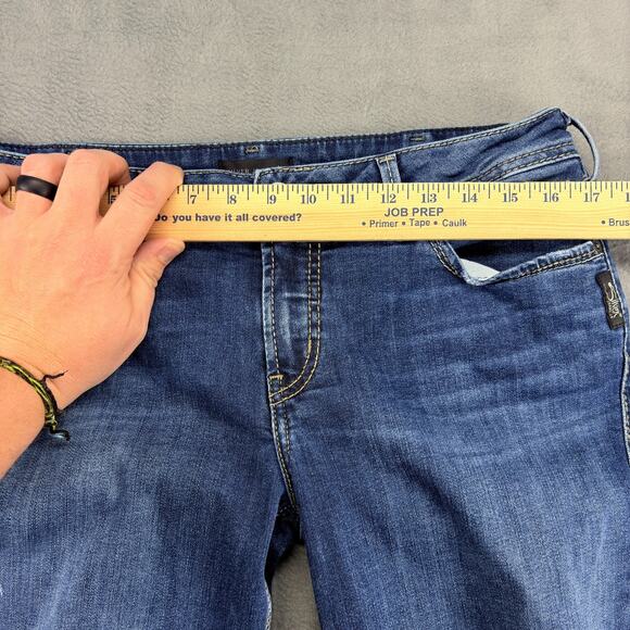 Silver Jeans Co. Boot Cut Jeans Women's 32x33 Blue Elyse Slim Boot Distressed - Picture 7 of 10